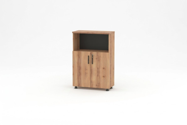 Aktenschrank Rechteck Form Braun Schwarz Zweifarbig Regal Arbeitszimmer