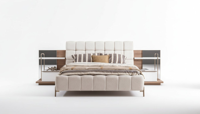 Modernes Weißes Doppelbett Stilvolle Schlafzimmermöbel Polster Möbel