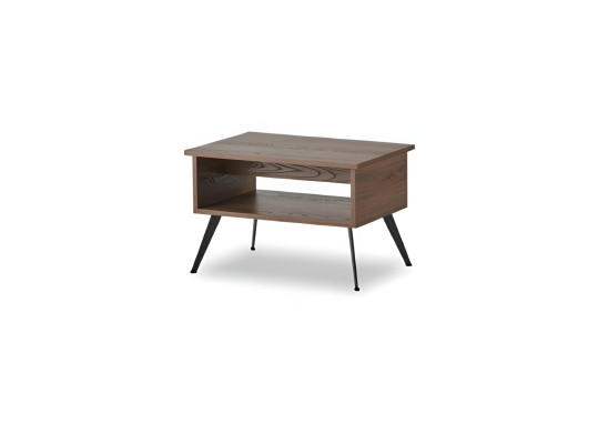 Couchtisch Braun mit Regal Rechteckig Form Einfarbig Stil Arbeitszimmer