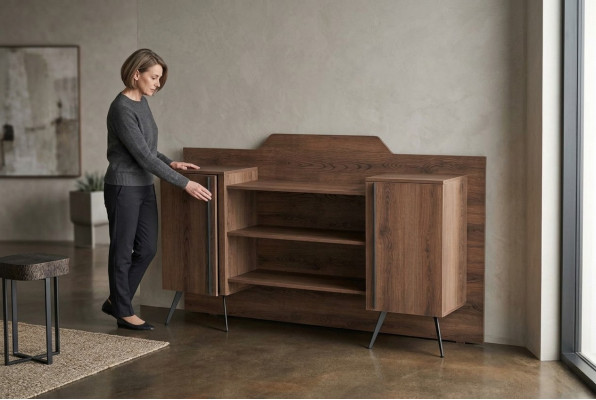 Aktenschrank Sideboard Regale Stauraum Braun Einfarbig Modern Design