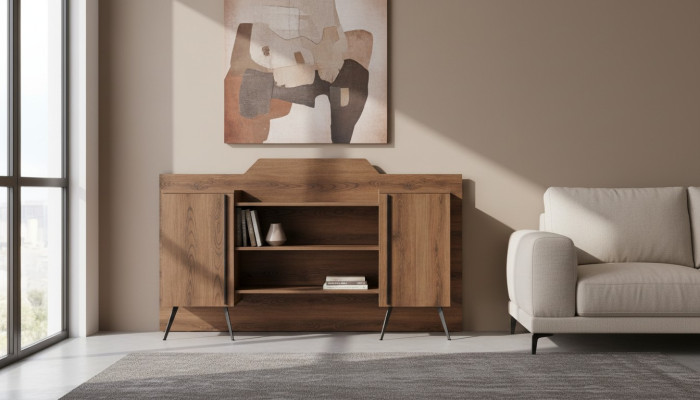 Aktenschrank Sideboard Regale Stauraum Braun Einfarbig Modern Design