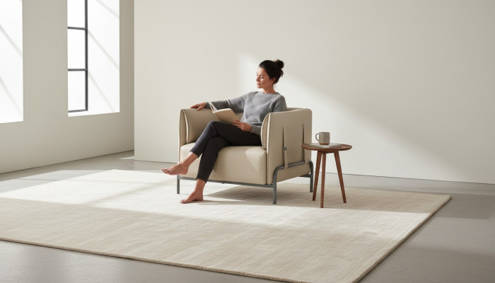 Sessel Beige Einfarbig Muster Arbeitszimmer Modern Design Stil Wohnzimmer