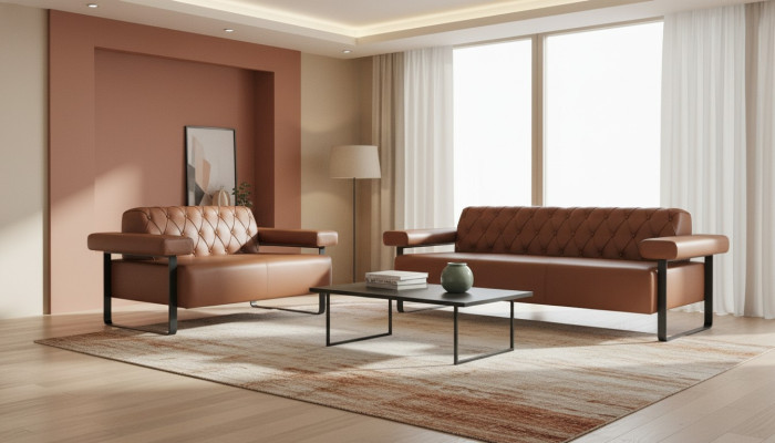 Chesterfield Couch Stil 3-Sitzer 2-Sitzer Sofas Ledersofas Modern Edelstahl