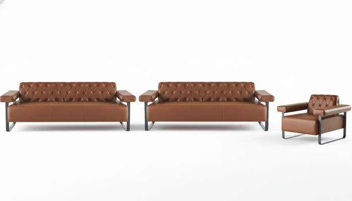 Sofas Modern Edelstahl 3-Sitzer Sofas Sessel Chesterfield Ledersofas