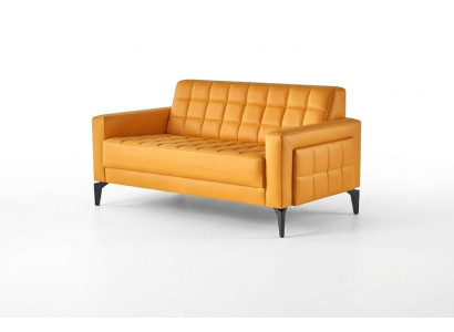 Couch Gelb 2-Sitzer Sofa Chesterfield Ledersofa Sitzmöbel Zweisitzig