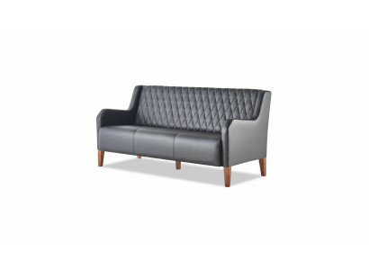 Ledersofa Sofa 3-Sitzer Schwarz Sitzmöbel Modern Leder Holz Dreisitzig