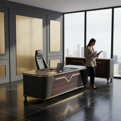 Komplett Schreibtisch Bürostuhl Sideboard Braun Schwarz Arbeitszimmer