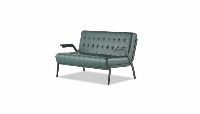 Chesterfield Grün Sofa 2-Sitzer Ledersofa Modern Couch Leder Edelstahl