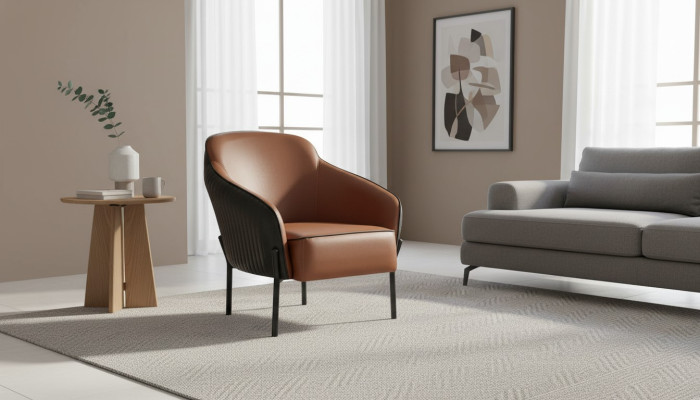 Sessel Braun Schwarz Lehnsessel Modern Leder Edelsathl 1-Sitzer Weich