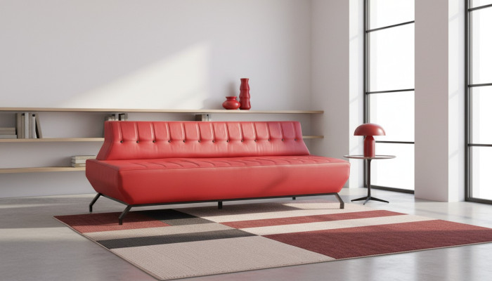 Couch Art Deco Design Rot 3-Sitzer Sofa Sitzmöbel Chesterfield Knöpfe