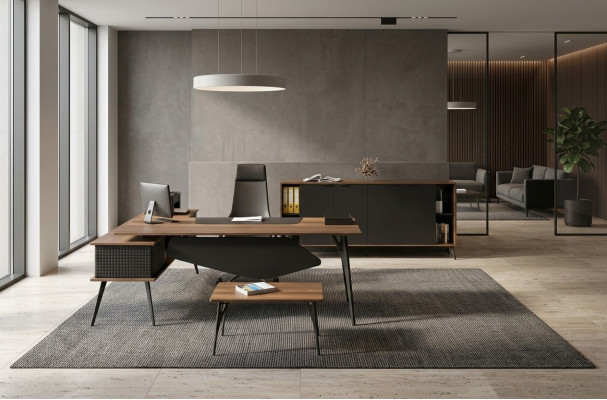 Büroeinrichtung Arbeitszimmer Couchtisch Tisch Sideboard Braun Schwarz