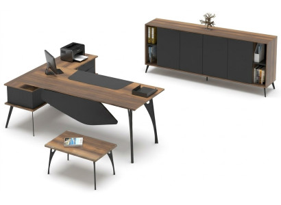 Büroeinrichtung Arbeitszimmer Couchtisch Tisch Sideboard Braun Schwarz