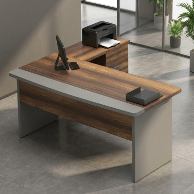 Aktenschrank Tisch Ablageschrank Bürotisch Braun Grau Arbeitszimmer