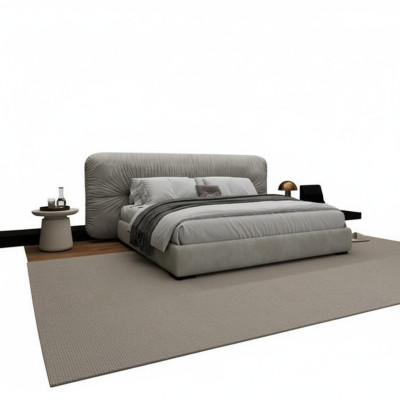 Estrutura de cama cinza luxuosa com cabeceira estofada moderna