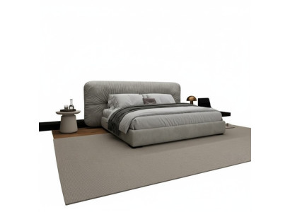 Estrutura de cama cinza luxuosa com cabeceira estofada moderna
