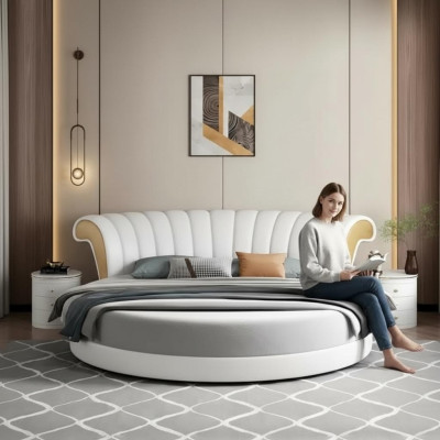 Design de cama moderno bege para o quarto