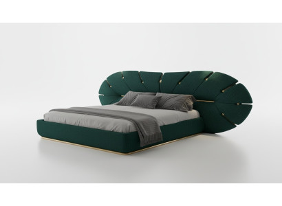 Cama luxuosa com acentos acolchoados para quarto moderno