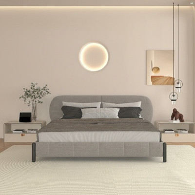Cama de tecido cinza elegante