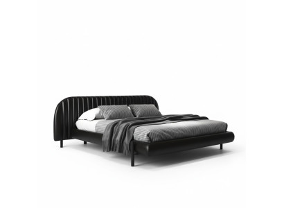 Design moderno de cama preta com sono confortável