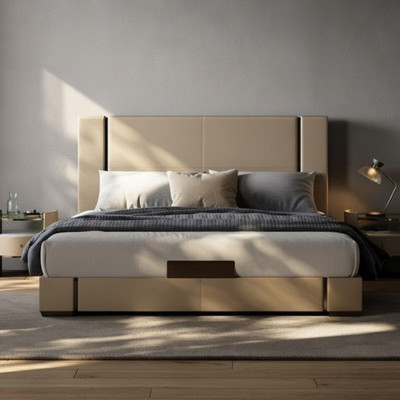 Cama de luxo moderna em bege