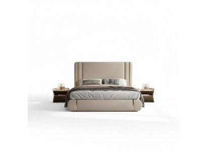 Cama bege com design moderno e luxuoso