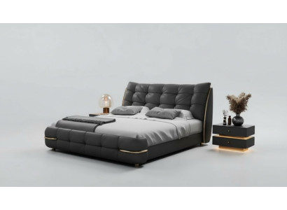 Cama moderna, preta com padrão elegante