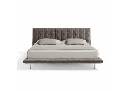 Cama estofada cinza moderna