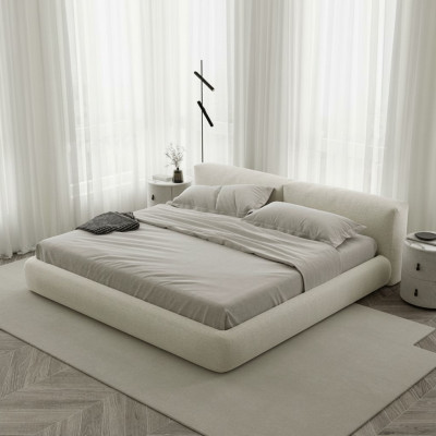 Estrutura de cama cinza elegante com design moderno