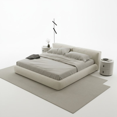 Estrutura de cama cinza elegante com design moderno
