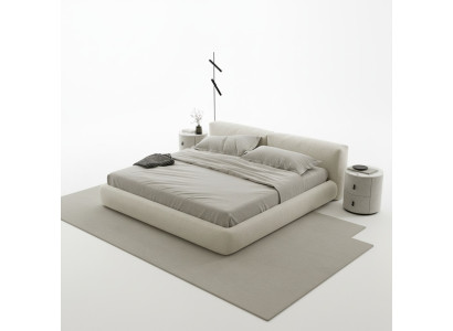 Estrutura de cama cinza elegante com design moderno