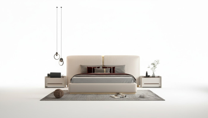 Cama elegante com cabeceira