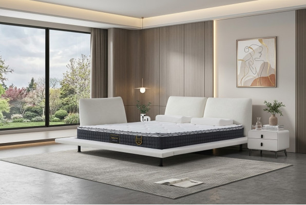 Conjunto de estrutura de cama minimalista branca moderna com cabeceira