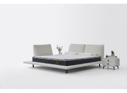 Conjunto de estrutura de cama minimalista branca moderna com cabeceira