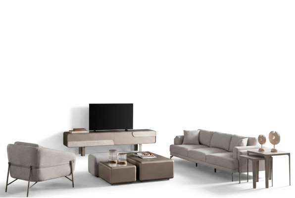 Conjunto de sala de estar moderno e elegante em bege
