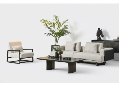 Banco de madeira elegante, 3 lugares e cadeira