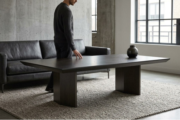 Mesa de café clássica de madeira marrom
