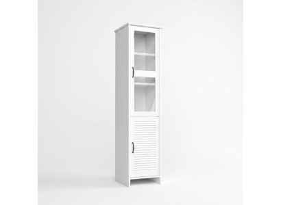 Moderno armário de vitrine de MDF branco e vidro