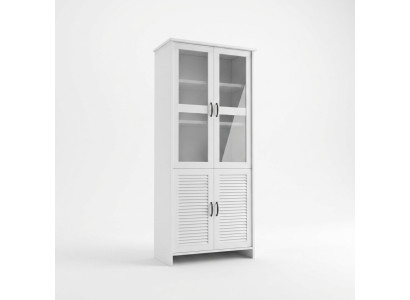 Moderno armário de vitrine de MDF branco com vidro