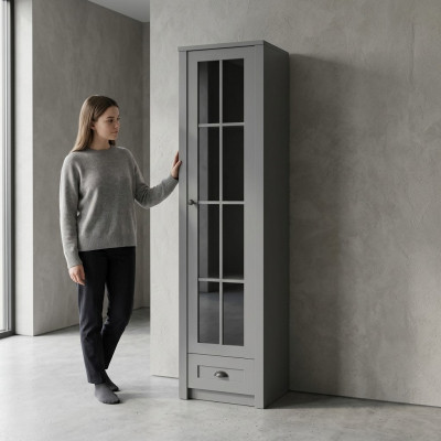 Moderna e elegante vitrine cinza