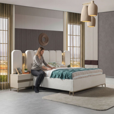 Conjunto de roupa de cama suave para o quarto, conjunto de 3 peças com 2 mesas de cabeceira