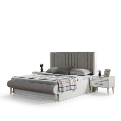 Conjunto de móveis elegante de 3 peças com cama + 2 mesas de cabeceira