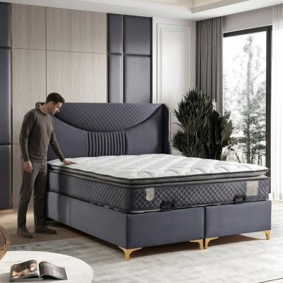 Conjunto de cama cinza moderno com colchão