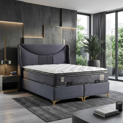 Conjunto de cama cinza moderno com colchão