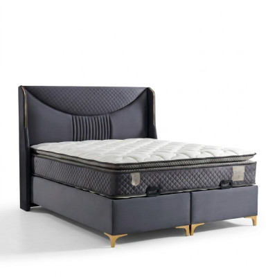 Conjunto de cama cinza moderno com colchão