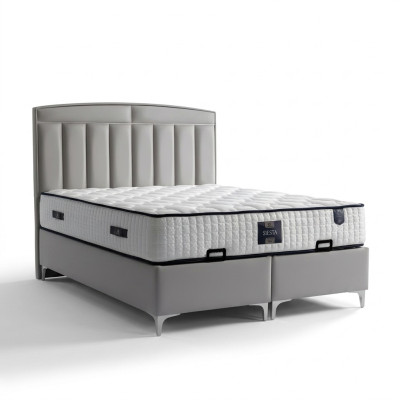 Conjunto de cama cinza moderno com colchão