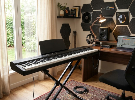 Piano digital portátil com 88 teclas: Bluetooth, conexão de aplicativo e conexão de microfone