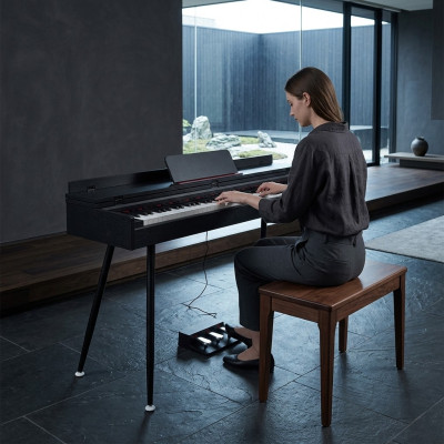 Piano digital brilhante preta para casa