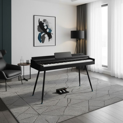 Piano digital brilhante preta para casa
