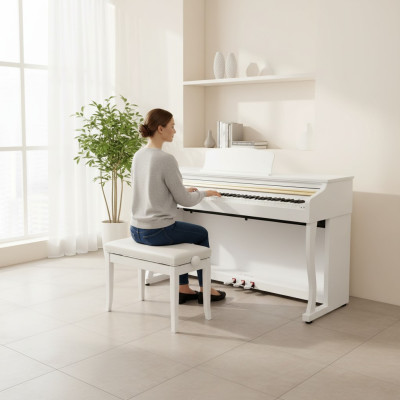Piano digital brilhante branco para casa