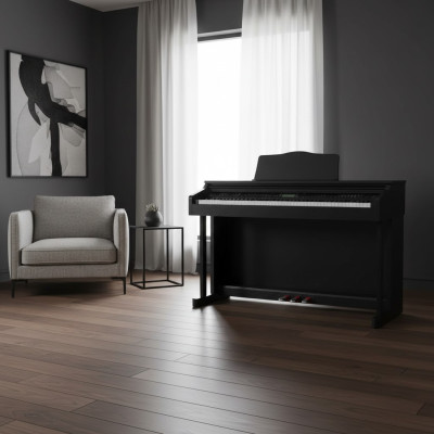 Piano digital com superfície brilhante